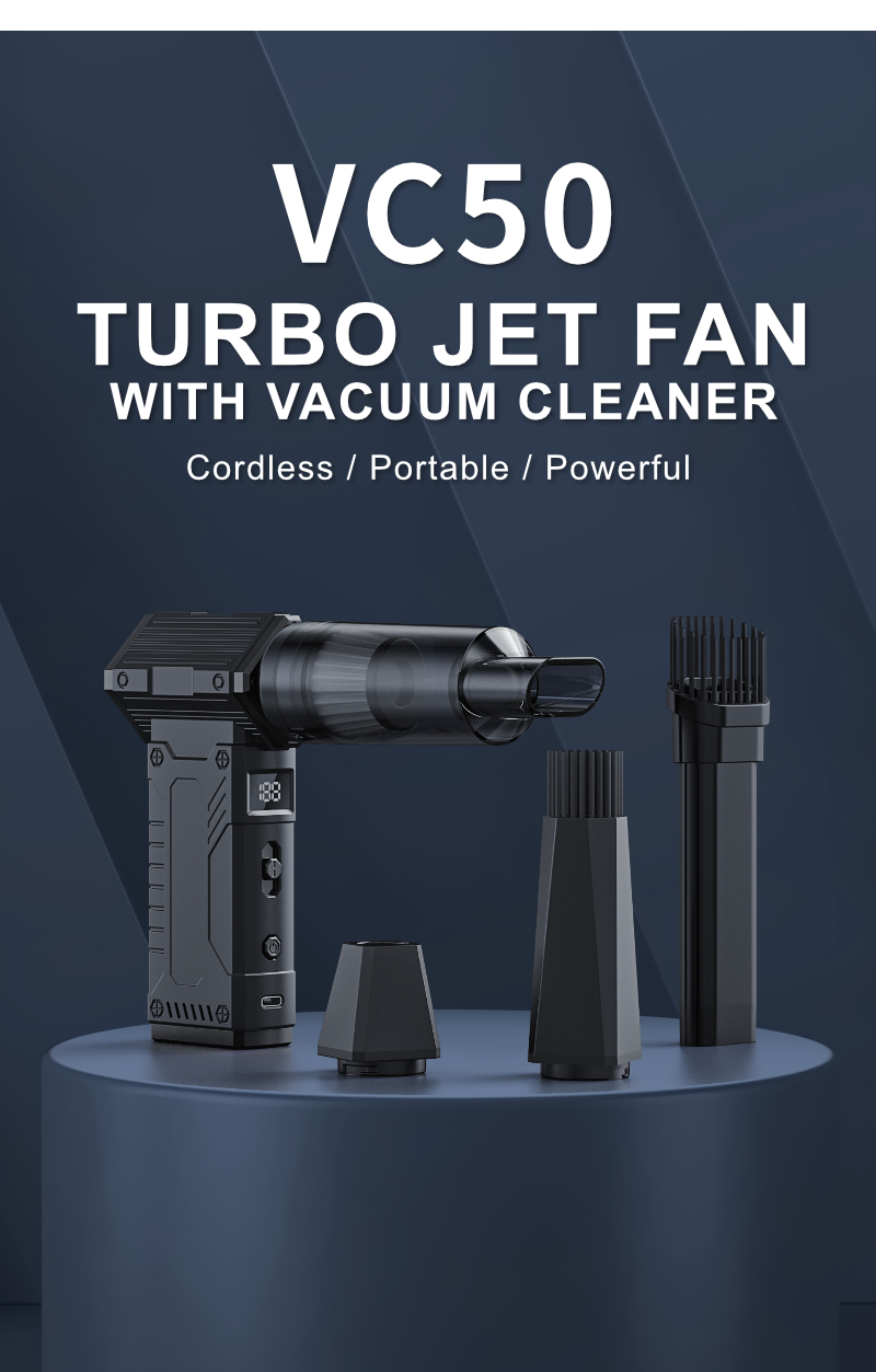 Kinzir 150W Turbo Blower/Vacuum with Type-C Fast Charging | 4000mAh Dual Batteries 150mins Runtime | 7.5Kpa Suction 8-Speed BLDC Motor - Electric Air blowers - 1