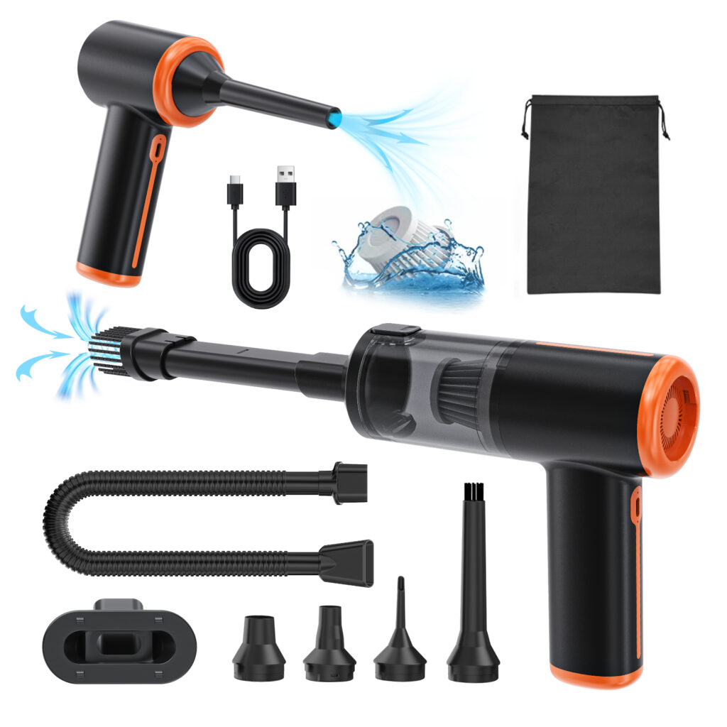 Kinzir Cordless Car Vacuum Cleaner Handheld, 12000Pa Strong Suction & Blowing Function, 2-in-1 Portable Vacuum Blower for Auto Home Use, Ideal for Carpet, Desk