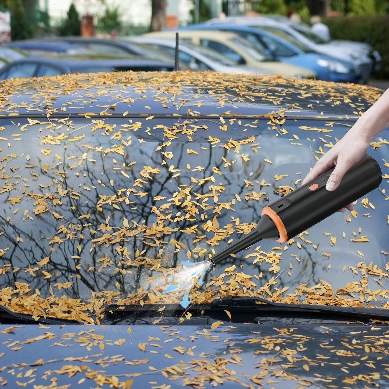 Kinzir VC28B Car Vacuum Portable Cordless Handheld Vacuum Cleaner 8-in-1 Mini Cordless Vacuum with 2 Suction Modes and 12000pa Suction Power Blowing & Inflating 2 Modes Handheld Vacuum for Car, Desk, Keyboards - Cordless Vacuum Cleaners - 12