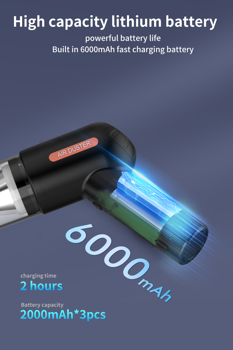 Kinzir VC49 Car Vacuum Portable Cordless, 15000Pa 2 in 1 Vacuum Cleaner&Air Duster, 100W Brushless Motor Handheld Vacuum Cordless with 6000mAh Battery, Multi-Nozzles for Car, Home, Office, Pet - Cordless Vacuum Cleaners - 1