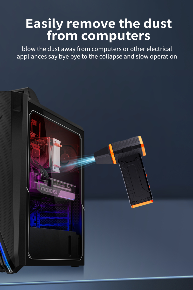 Kinzir AD50 Compressed Air Duster -Mini Blower Turbo Fan,130000RPM Cordless Electric air Duster for Keyboard PC Cleaning,No Canned,Jet Dry Blower Air Blower for Home and Car - Electric Air blowers - 5