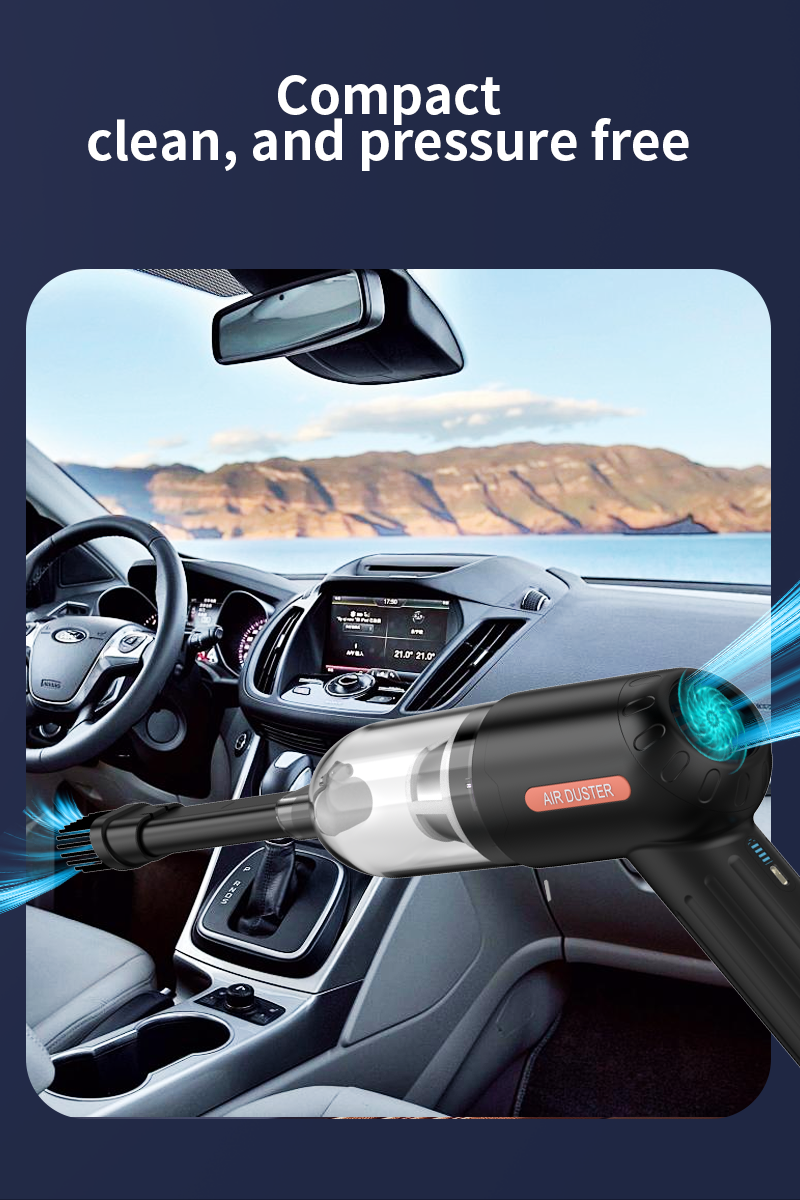 Kinzir VC49 Car Vacuum Portable Cordless, 15000Pa 2 in 1 Vacuum Cleaner&Air Duster, 100W Brushless Motor Handheld Vacuum Cordless with 6000mAh Battery, Multi-Nozzles for Car, Home, Office, Pet - Cordless Vacuum Cleaners - 4