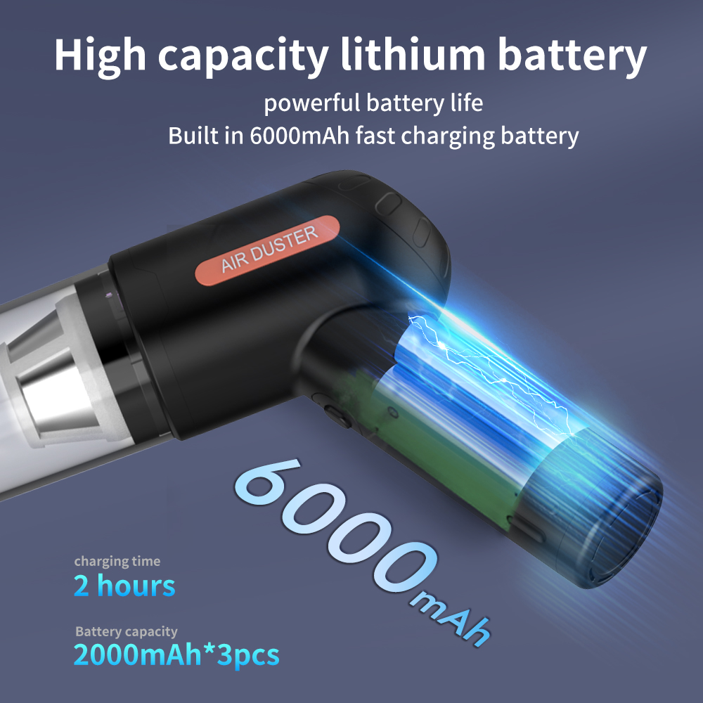 Kinzir VC49 Car Vacuum Portable Cordless, 15000Pa 2 in 1 Vacuum Cleaner&Air Duster, 100W Brushless Motor Handheld Vacuum Cordless with 6000mAh Battery, Multi-Nozzles for Car, Home, Office, Pet - Cordless Vacuum Cleaners - 10