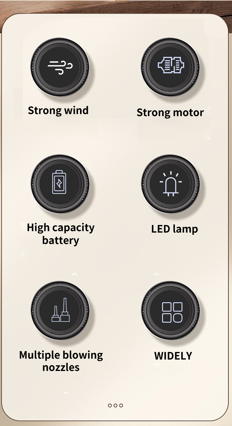 Kinzir VC49 Car Vacuum Portable Cordless, 15000Pa 2 in 1 Vacuum Cleaner&Air Duster, 100W Brushless Motor Handheld Vacuum Cordless with 6000mAh Battery, Multi-Nozzles for Car, Home, Office, Pet - Cordless Vacuum Cleaners - 7