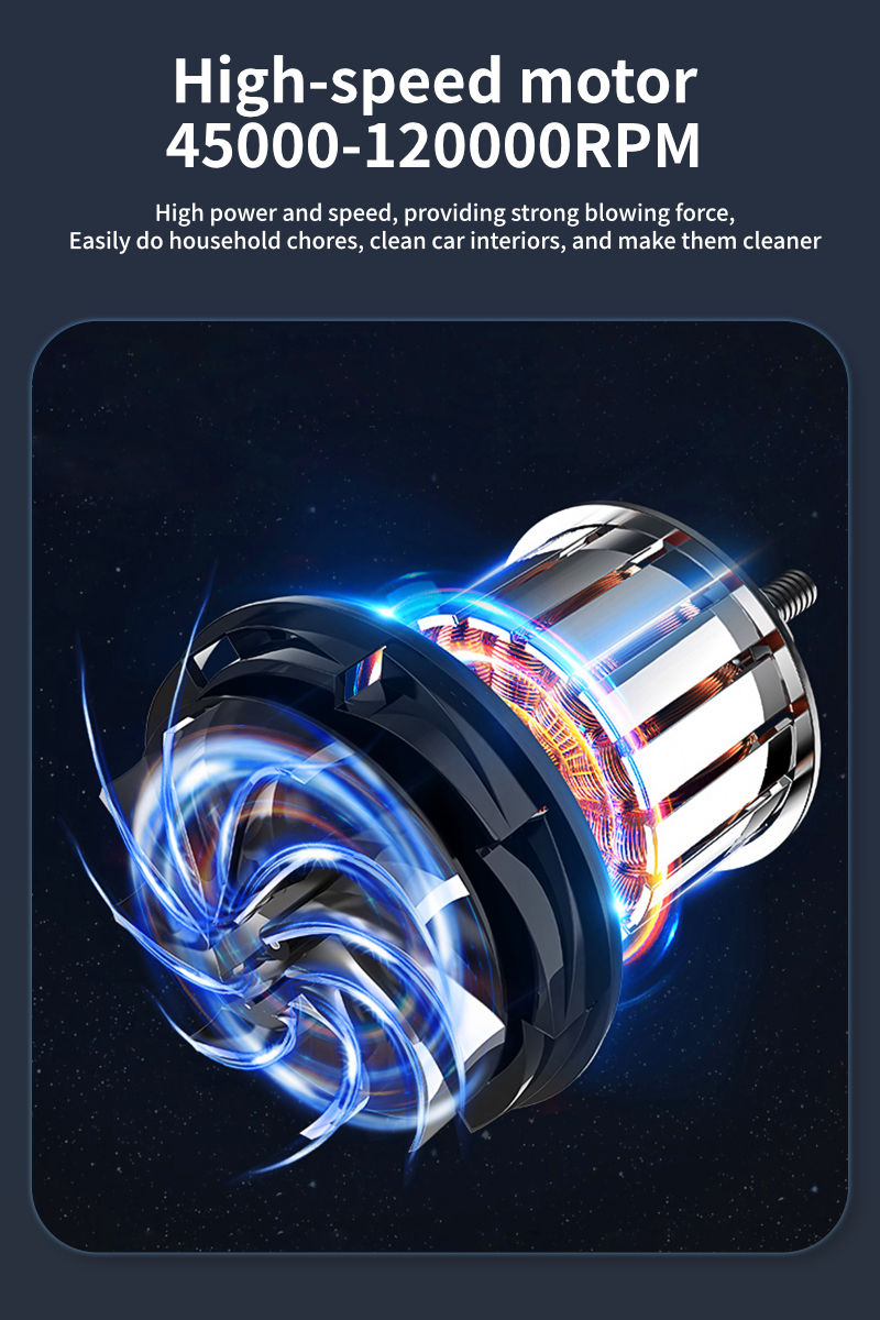 Kinzir VC57 2-in-1 Cordless Air Duster & Vacuum, 130,000 RPM Turbo Fan, 4-Speed Adjustable, Fast Charging, for Computer, Keyboard, Car, and Home Cleaning - Cordless Vacuum Cleaners - 11