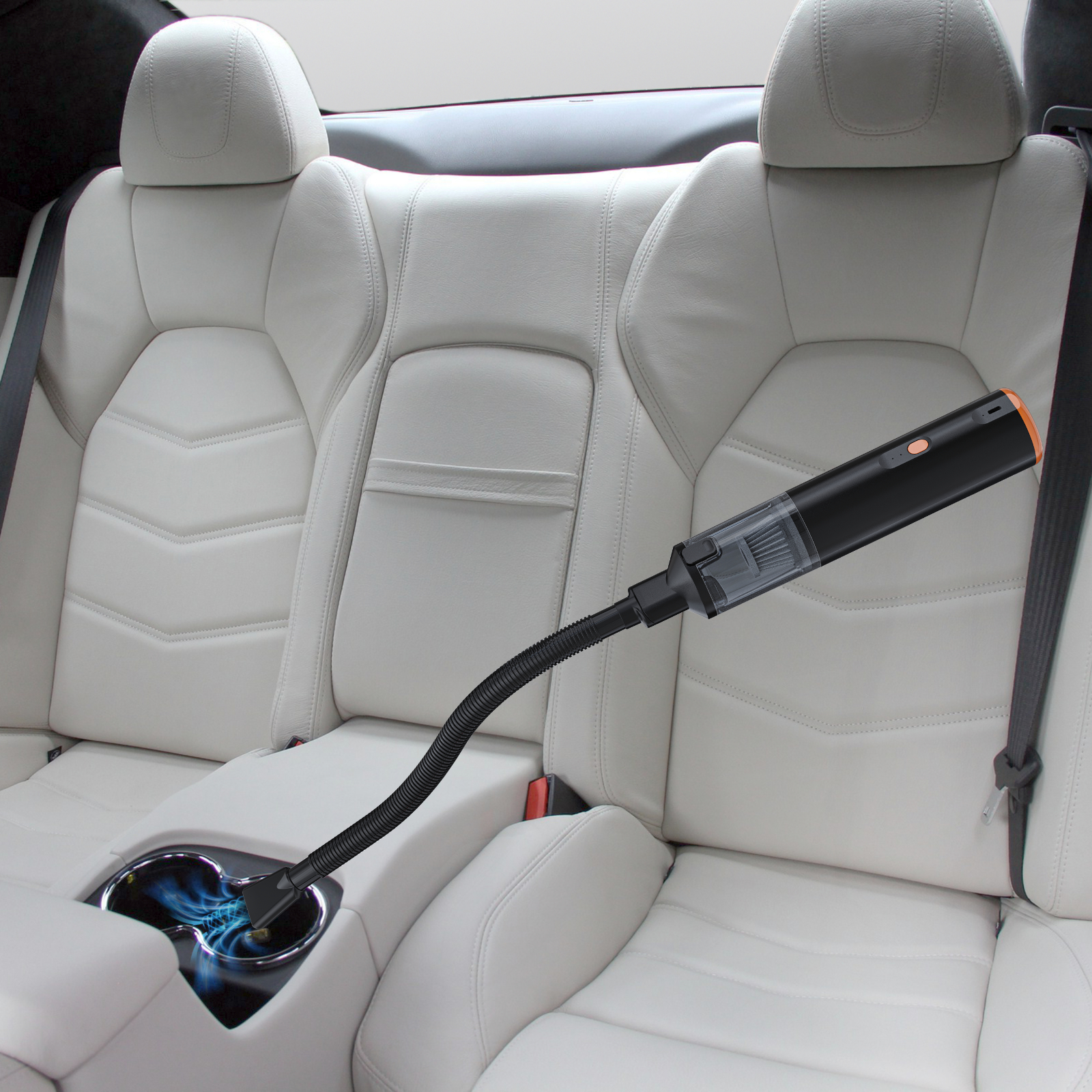 Kinzir VC28B Car Vacuum Portable Cordless Handheld Vacuum Cleaner 8-in-1 Mini Cordless Vacuum with 2 Suction Modes and 12000pa Suction Power Blowing & Inflating 2 Modes Handheld Vacuum for Car, Desk, Keyboards - Cordless Vacuum Cleaners - 9