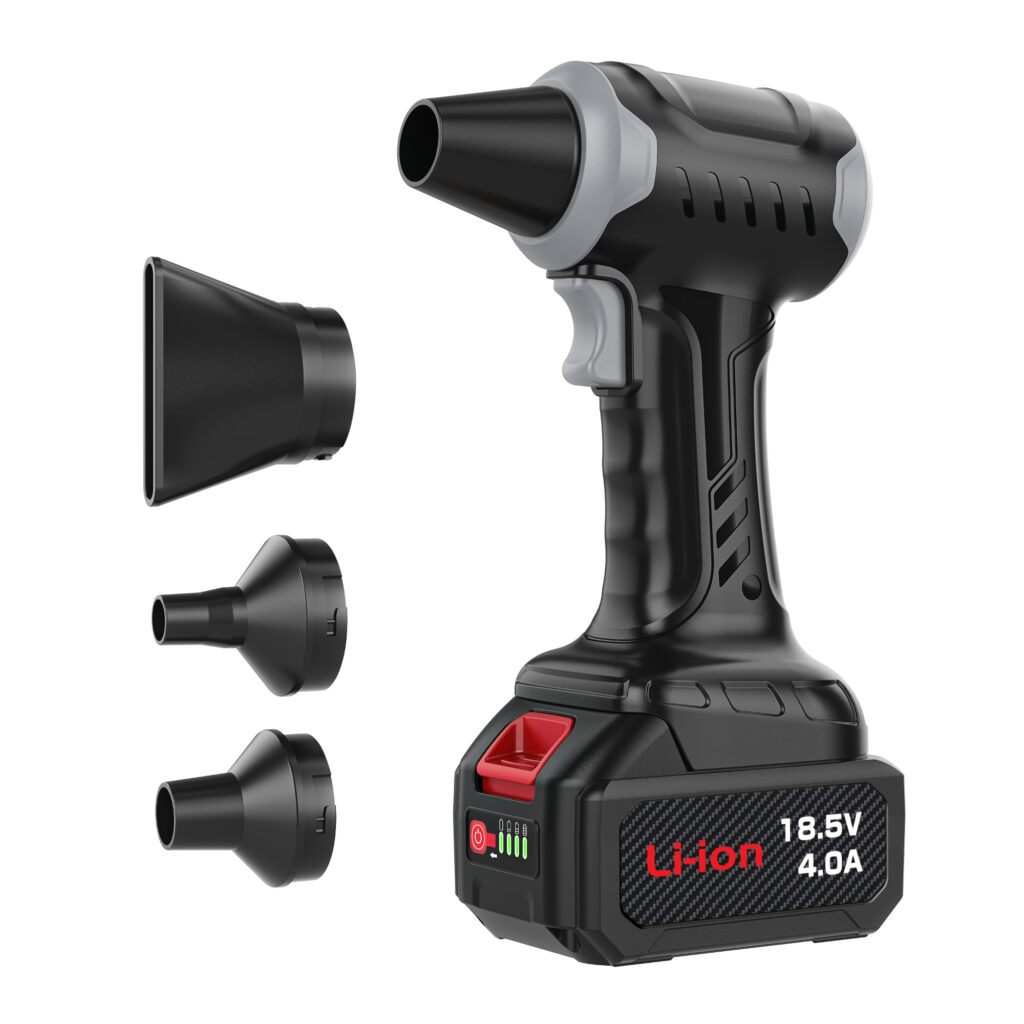 kinzir AD47 Lightweight Cordless Leaf Blower – 360g Wind Power for Car, Snow, Yard, Features Detachable Battery