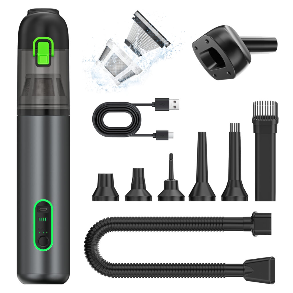 Kinzir VC22  Handheld Car Vacuum Cleaner, 20000Pa Vacuum Cleaner and Air Duster, 120W High Power Hand Held Vacuum and Multi-Nozzles for Car, Home, Office, Pet