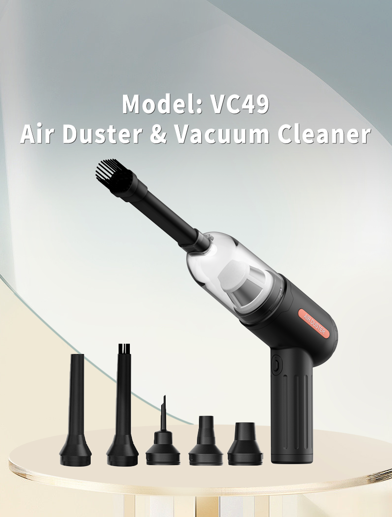 Kinzir VC49 Car Vacuum Portable Cordless, 15000Pa 2 in 1 Vacuum Cleaner&Air Duster, 100W Brushless Motor Handheld Vacuum Cordless with 6000mAh Battery, Multi-Nozzles for Car, Home, Office, Pet - Cordless Vacuum Cleaners - 8