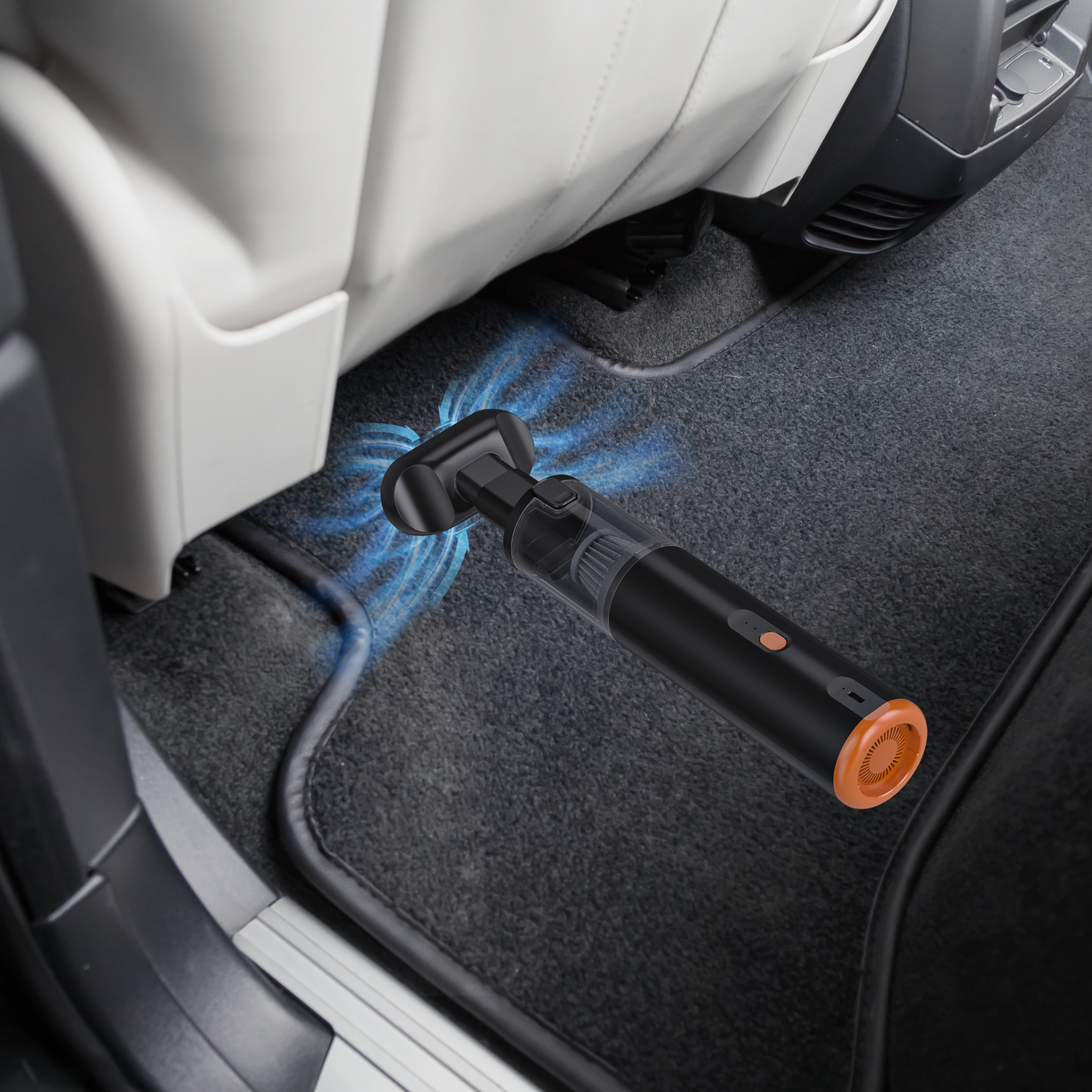 Kinzir VC28B Car Vacuum Portable Cordless Handheld Vacuum Cleaner 8-in-1 Mini Cordless Vacuum with 2 Suction Modes and 12000pa Suction Power Blowing & Inflating 2 Modes Handheld Vacuum for Car, Desk, Keyboards - Cordless Vacuum Cleaners - 11