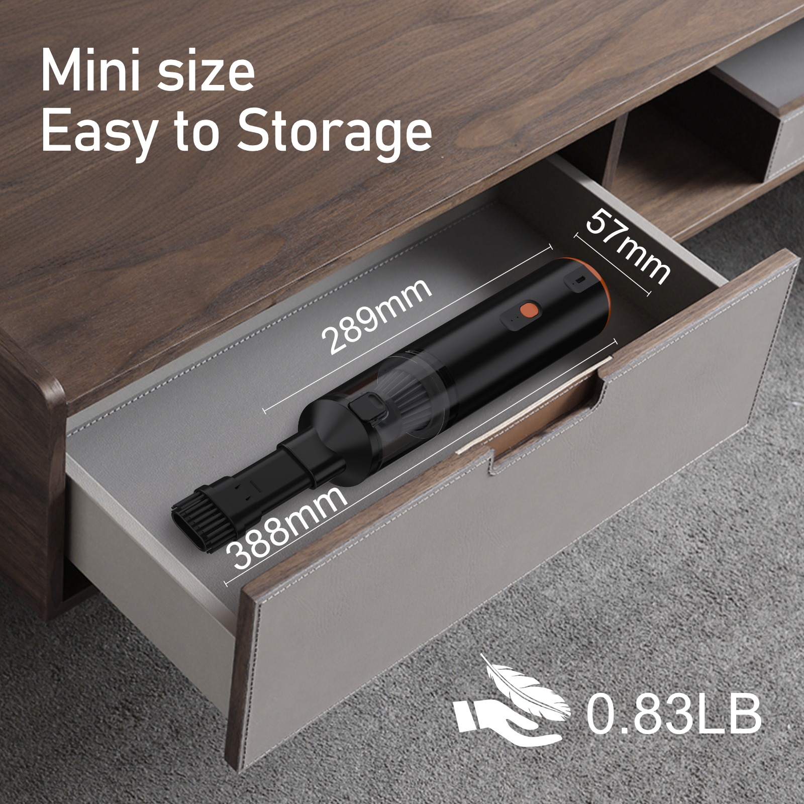 Kinzir VC28B Car Vacuum Portable Cordless Handheld Vacuum Cleaner 8-in-1 Mini Cordless Vacuum with 2 Suction Modes and 12000pa Suction Power Blowing & Inflating 2 Modes Handheld Vacuum for Car, Desk, Keyboards - Cordless Vacuum Cleaners - 15