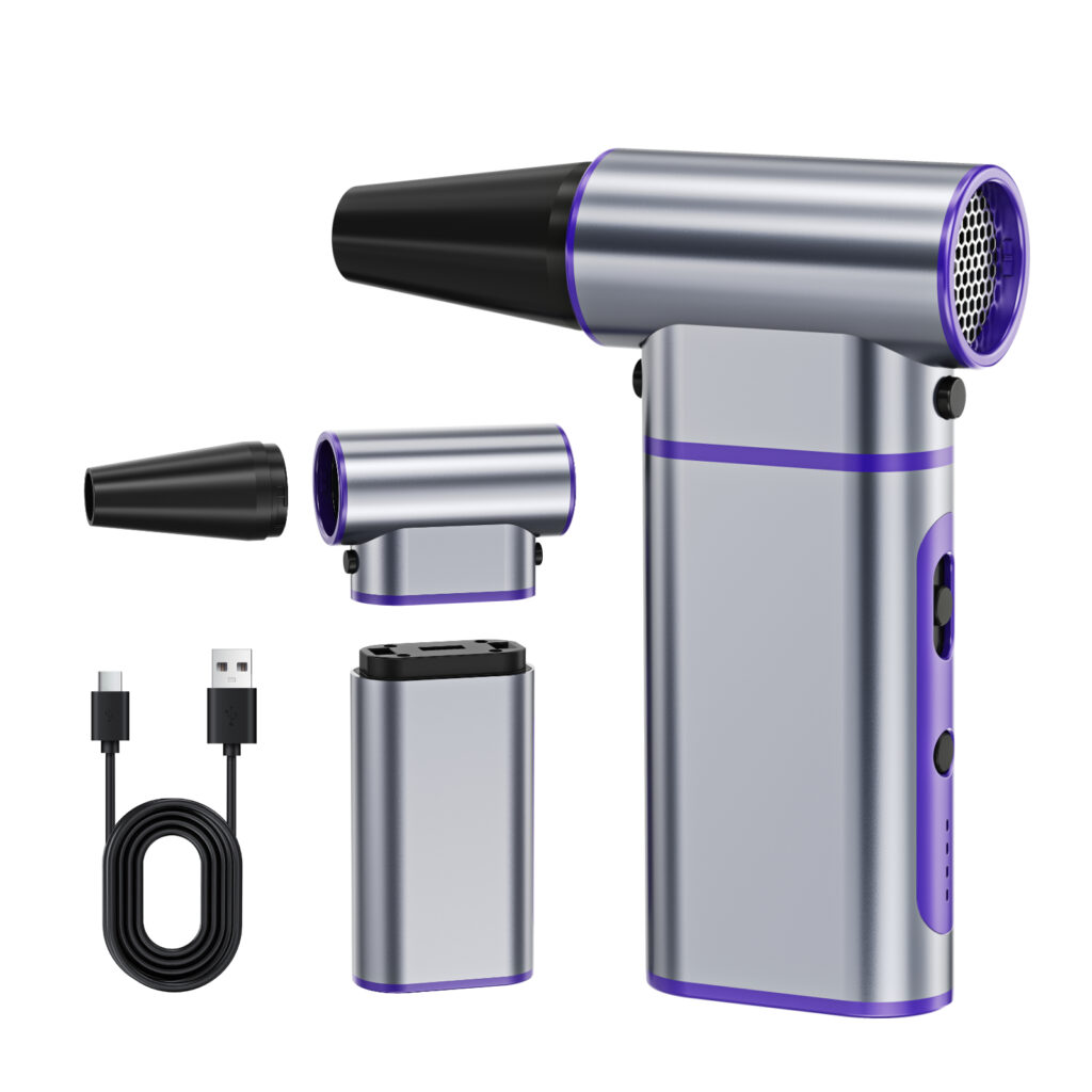 Kinzir AD59 High-Speed Turbo Fan Blower, Detachable Battery Handheld Air Duster, Multifunctional Portable Power Bank for Car Interior, Keyboard, Household Dust Removal