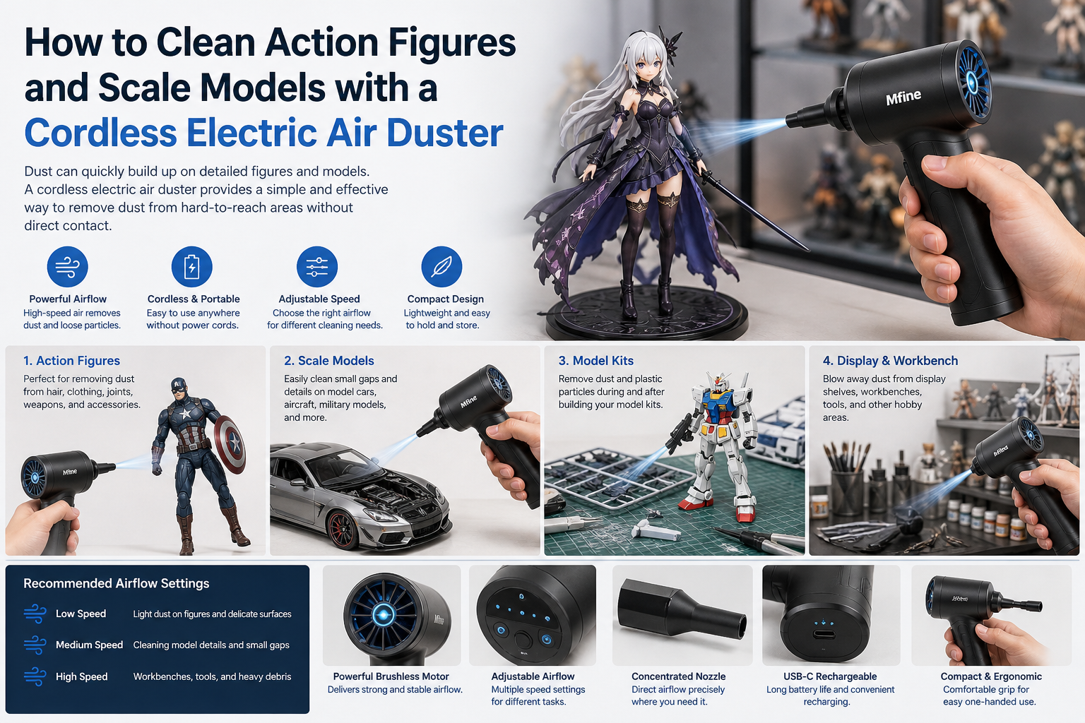 How to Clean Action Figures and Scale Models with a Cordless Electric Air Duster